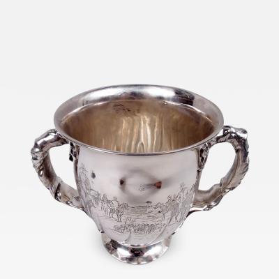  Gorham Manufacturing Co Antique Gorham Victorian Silver Fox Hunt Trophy Cup 1885