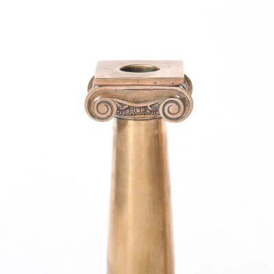  Gorham Manufacturing Co Art Deco Solid Bronze Plinth Base Corinthian Style Candleholders signed Gorham