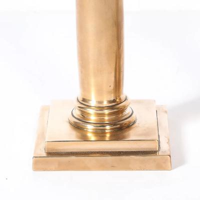  Gorham Manufacturing Co Art Deco Solid Bronze Plinth Base Corinthian Style Candleholders signed Gorham