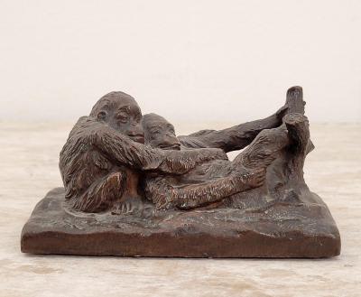  Gorham Manufacturing Co Circa 1900 Rare Gorham Sculpture of Relaxing Monkeys