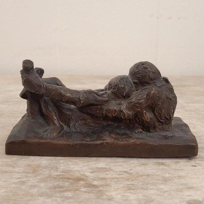  Gorham Manufacturing Co Circa 1900 Rare Gorham Sculpture of Relaxing Monkeys