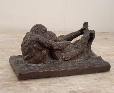  Gorham Manufacturing Co Circa 1900 Rare Gorham Sculpture of Relaxing Monkeys