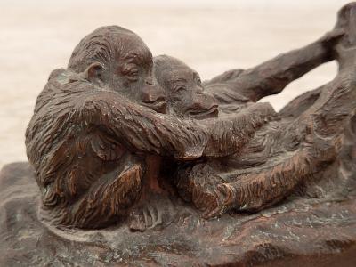  Gorham Manufacturing Co Circa 1900 Rare Gorham Sculpture of Relaxing Monkeys