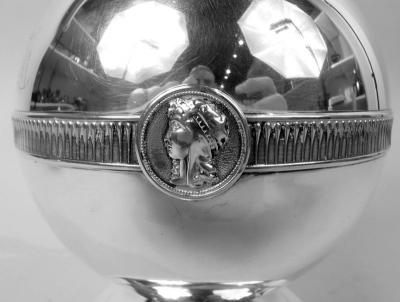  Gorham Manufacturing Co Gorham Coin Silver Water Pitcher in Classic Medallion Pattern