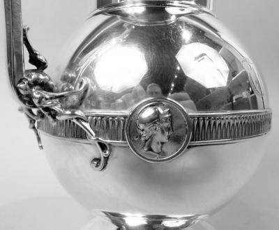  Gorham Manufacturing Co Gorham Coin Silver Water Pitcher in Classic Medallion Pattern