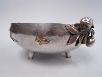  Gorham Manufacturing Co Gorham Japonesque Hand Hammered Mixed Metal Dragonfly Bowl 1883