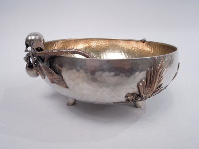  Gorham Manufacturing Co Gorham Japonesque Hand Hammered Mixed Metal Dragonfly Bowl 1883