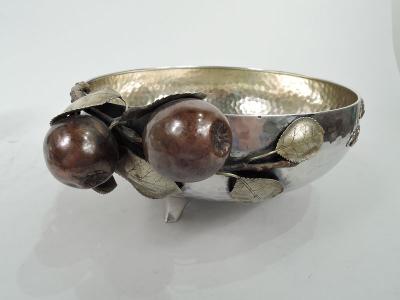  Gorham Manufacturing Co Gorham Japonesque Mixed Metal Bowl with Fruiting Apple Branch 1883