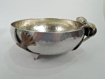  Gorham Manufacturing Co Gorham Japonesque Mixed Metal Bowl with Fruiting Apple Branch 1883
