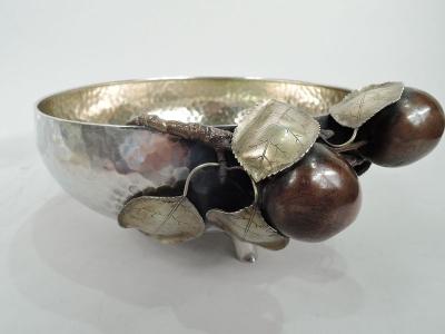  Gorham Manufacturing Co Gorham Japonesque Mixed Metal Bowl with Fruiting Apple Branch 1883