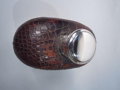  Gorham Manufacturing Co Gorham Jumbo Sterling Silver Leather Safari Flask 1896