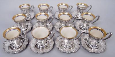  Gorham Manufacturing Co Gorham Martel Edwardian Art Nouveau Demitasse Holders Saucers 1920