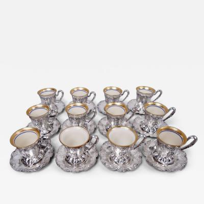  Gorham Manufacturing Co Gorham Martel Edwardian Art Nouveau Demitasse Holders Saucers 1920