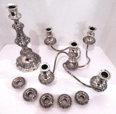  Gorham Manufacturing Co Gorham Silver Plate Baroque Style 5 Lilght Candelabra Pair