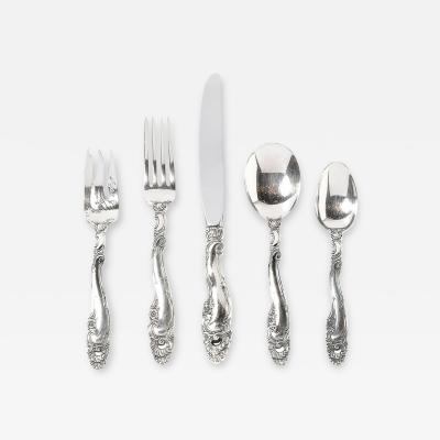  Gorham Manufacturing Co Gorham Sterling Decor Pattern Flatware Service for 12 With Serving Pieces