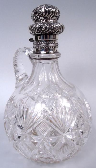  Gorham Manufacturing Co Gorham Victorian Sterling Silver Brilliant Cut Glass Decanter 1892