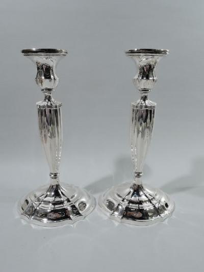  Gorham Manufacturing Co Pair of American Edwardian Sterling Silver Candlesticks by Gorham