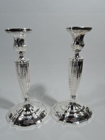  Gorham Manufacturing Co Pair of American Edwardian Sterling Silver Candlesticks by Gorham