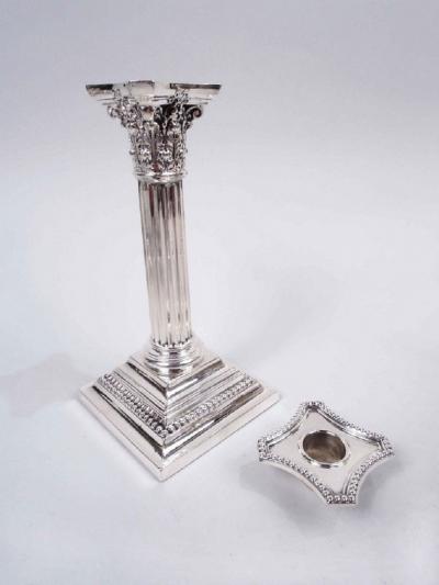  Gorham Manufacturing Co Pair of Antique Gorham Edwardian Classical Column Candlesticks