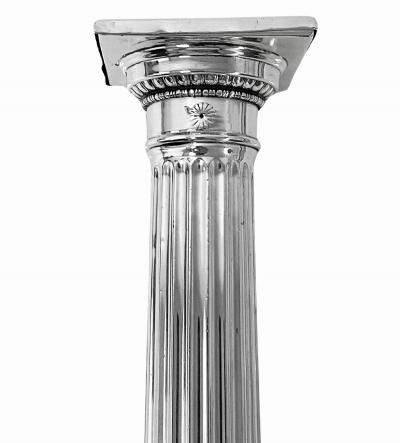  Gorham Manufacturing Co Pair of Antique Gorham Sterling Silver Column Candlesticks 1912