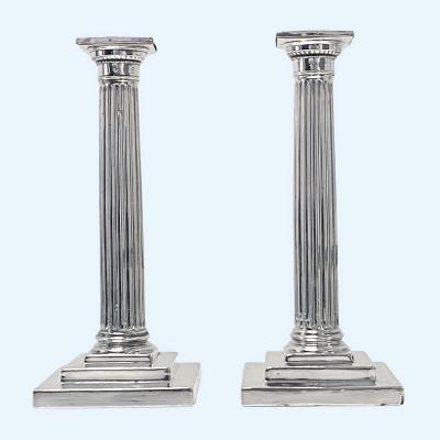  Gorham Manufacturing Co Pair of Antique Gorham Sterling Silver Column Candlesticks 1912