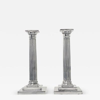  Gorham Manufacturing Co Pair of Antique Gorham Sterling Silver Column Candlesticks 1912