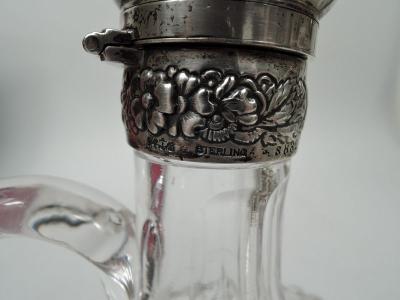  Gorham Manufacturing Co Pair of Antique Gorham Victorian Cut Glass Sterling Silver Decanters