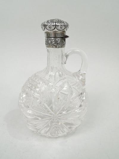  Gorham Manufacturing Co Pair of Antique Gorham Victorian Cut Glass Sterling Silver Decanters
