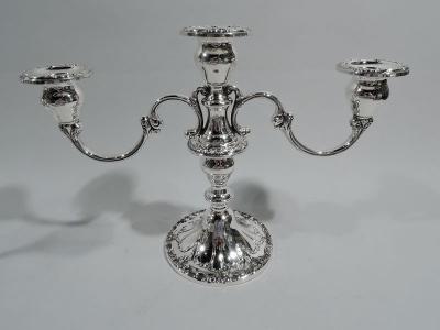  Gorham Manufacturing Co Pair of Gorham Chantilly Duchess Sterling Silver 3 Light Candelabra