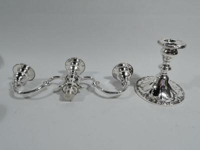  Gorham Manufacturing Co Pair of Gorham Chantilly Duchess Sterling Silver 3 Light Candelabra