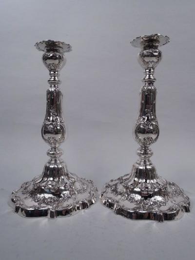  Gorham Manufacturing Co Pair of Gorham Edwardian Classical Sterling Silver Candlesticks 1914