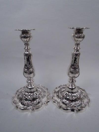  Gorham Manufacturing Co Pair of Gorham Edwardian Classical Sterling Silver Candlesticks 1914