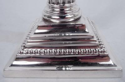  Gorham Manufacturing Co Pair of Gorham Edwardian Classical Sterling Silver Column Candlesticks