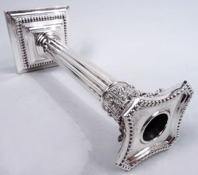  Gorham Manufacturing Co Pair of Gorham Edwardian Classical Sterling Silver Column Candlesticks