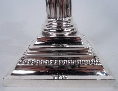  Gorham Manufacturing Co Pair of Gorham Edwardian Classical Sterling Silver Column Candlesticks