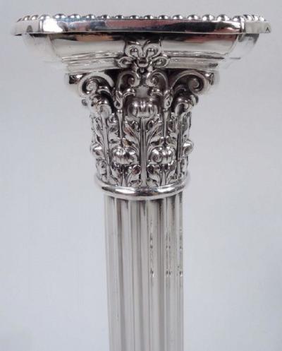  Gorham Manufacturing Co Pair of Gorham Edwardian Classical Sterling Silver Column Candlesticks