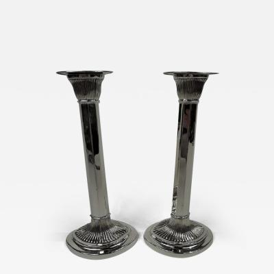  Gorham Manufacturing Co Pair of Gorham Edwardian Modern Classical Sterling Silver Candlesticks