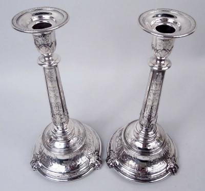  Gorham Manufacturing Co Pair of Gorham Florenz Sterling Silver Candlesticks 1924