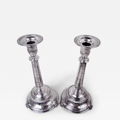  Gorham Manufacturing Co Pair of Gorham Florenz Sterling Silver Candlesticks 1924