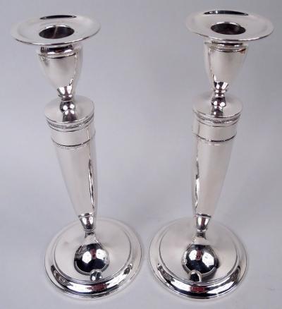  Gorham Manufacturing Co Pair of Gorham Modern Georgian Sterling Silver Candlesticks 1922