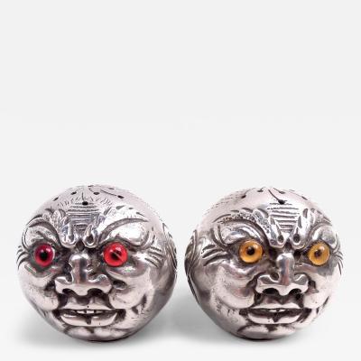  Gorham Manufacturing Co Pair of Gorham Novelty Man in the Moon Salt and Pepper Shakers 1881