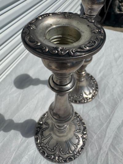  Gorham Manufacturing Co Pair of Gorham Sterling Silver Weighted Candleholders