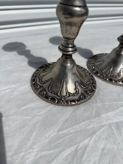  Gorham Manufacturing Co Pair of Gorham Sterling Silver Weighted Candleholders