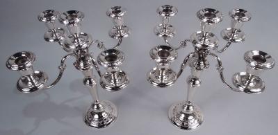  Gorham Manufacturing Co Pair of Gorham Strasbourg Sterling Silver 5 Light Candelabra