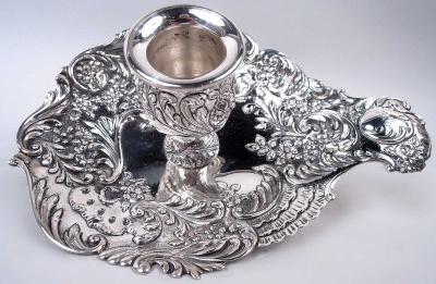  Gorham Manufacturing Co Pair of Gorham Victorian Classical Repousse Chambersticks 1891