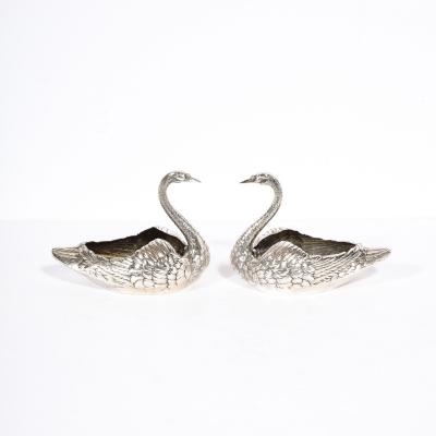  Gorham Manufacturing Co Pair of Sterling Silver Swan Decorative Bowls Signed Gorham Sterling