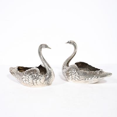  Gorham Manufacturing Co Pair of Sterling Silver Swan Decorative Bowls Signed Gorham Sterling