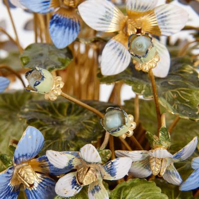  Gorham Manufacturing Co Pair of gilt metal and enamel Fleurs des Si cles flower baskets by Gorham