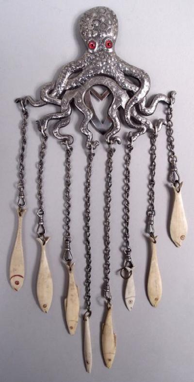 Gorham Manufacturing Co Rare Gorham Victorian Sterling Silver Octopus Chatelaine 1887