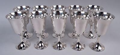  Gorham Manufacturing Co Set of 10 Gorham Sterling Silver Goblets in 272 Puritan Pattern